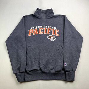 University Of Pacific Sweatshirt Adult Small Gray Champion College UOP 1/2 Zip